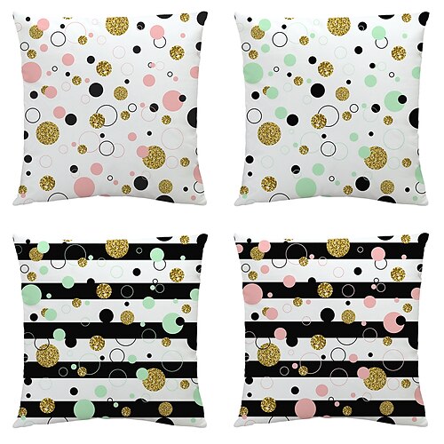 

Housse de coussin double face à points colorés, taie d'oreiller carrée décorative douce, pour chambre à coucher, salon, canapé, chaise, 4 pièces