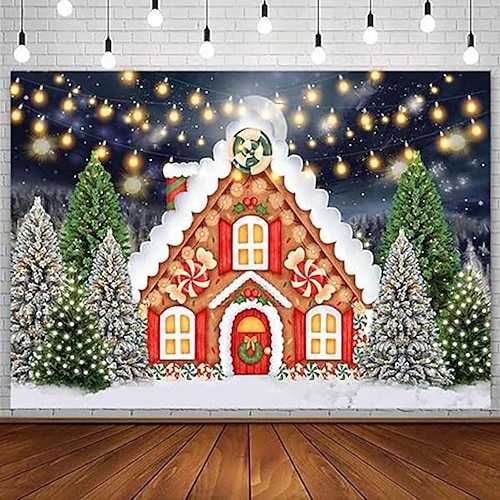 

Tapiz colgante de casa de dulces de Navidad, arte de pared, tapiz grande, decoración mural, fotografía, telón de fondo, manta, cortina, decoración para el hogar, dormitorio y sala de estar