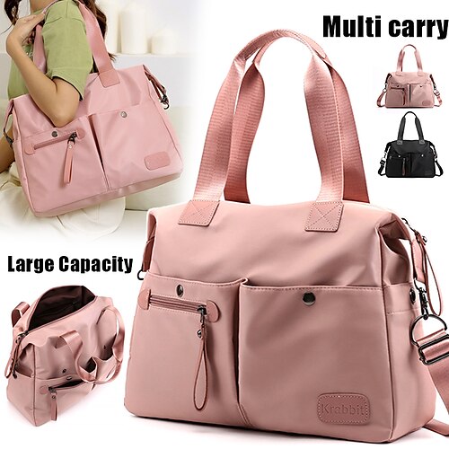 

Mulheres Bolsa de Mão Bolsa crossbody Bolsa de ombro Bolsa de Academia Bolsa de fraldas Náilon Ao ar livre Diário Feriado Ziper Grande Capacidade Prova-de-Água Leve Côr Sólida Preto Rosa