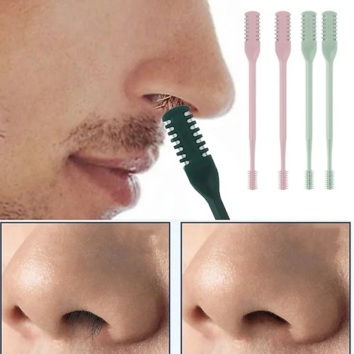 

Limpiador de pelo de nariz, cepillo trimer de eliminación de doble cabezal, tijeras de corte seguras para pelo de nariz de acero inoxidable, cuchillo, tijeras, 2 uds.