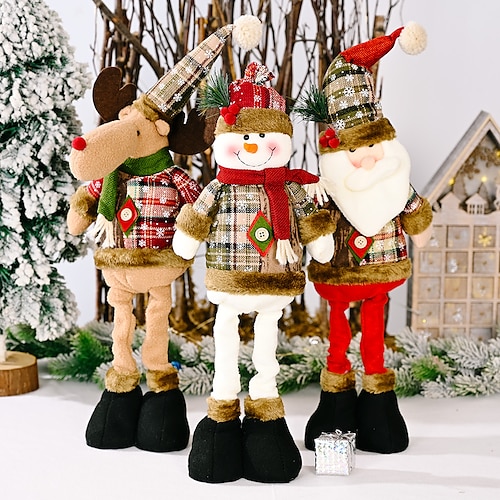 

Christmas Doll With Retractable Legs Christmas Toy Standing Snowman Reindeer Santa Claus Christmas Decoration Fashion Cute Birthday Holiday Decoration