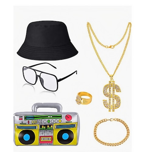 

Años 80 Estilo callejero Hip hop Sombreros Gafas Conjunto de accesorios Hombre Mujer Unisexo Cosplay Disfraz Víspera de Todos los Santos Carnaval Rendimiento Fiesta Gafas