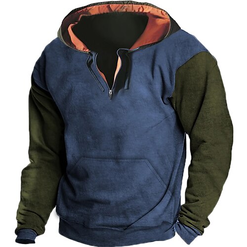 

Men's Hoodie Zip Sweatshirt Black White Navy Blue Blue Green Hooded Color Block Patchwork Sports Outdoor Daily Holiday Vintage Streetwear Casual Spring Fall Clothing Apparel Hoodies Sweatshirts