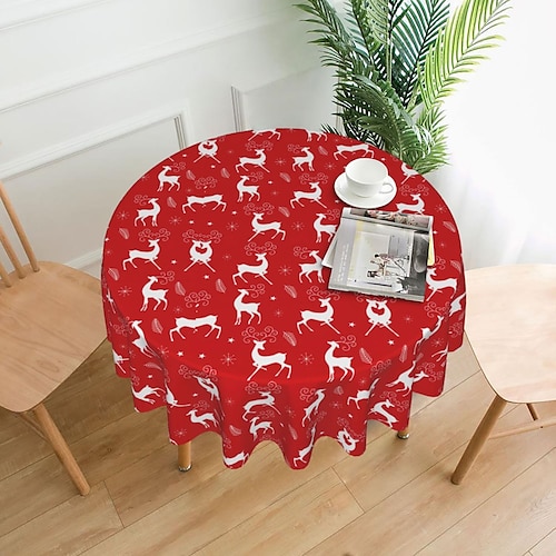 

Nappe de noël ronde rouge décor rectangle, noël, nappe jacquard pour salle à mangeramp; décoration de vacances