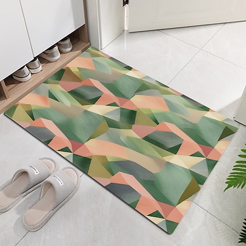 

Abstract Green Tone Door Mat Non-Slip Oil Proof Area Rug Indoor Outdoor Floor Mat Bedroom Decor Bathroom Mat Entrance Rug