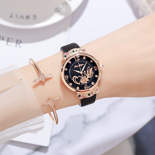 

Luxury Women Watch Rhinstones Leather Analog Quartz Watches For Women`s Fashion Casual Bracelet Wristwatch Set Relogio Feminino Female Clock Gift