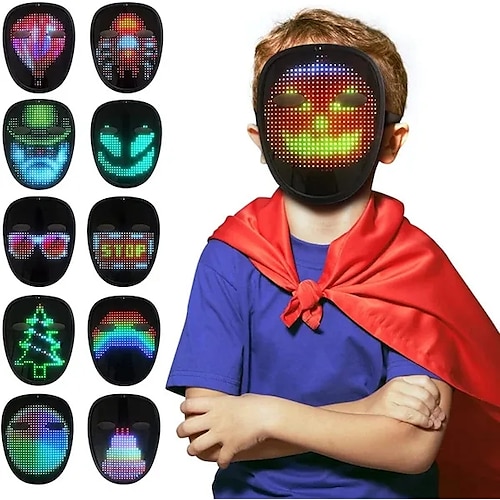 

máscara de halloween máscara de transformação de rosto de criança máscara de led controle de gesto máscara de brilho de purga máscara de iluminação mais legal para fantasia cosplay festa de máscaras