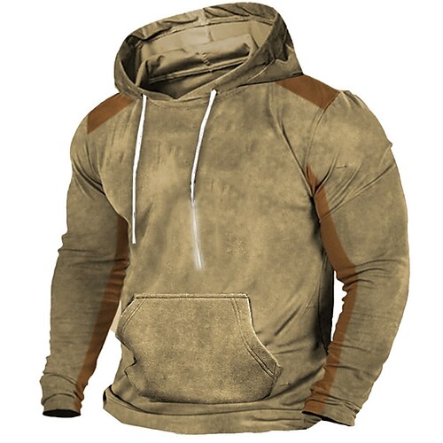 

Herren Hoodie Sweatshirt Kapuze Braun Mit Kapuze Farbblock Vordertasche Sport Natur Täglich Festtage Vintage Strassenmode Brautkleider schlicht Frühling Herbst Bekleidung Kapuzenpullover