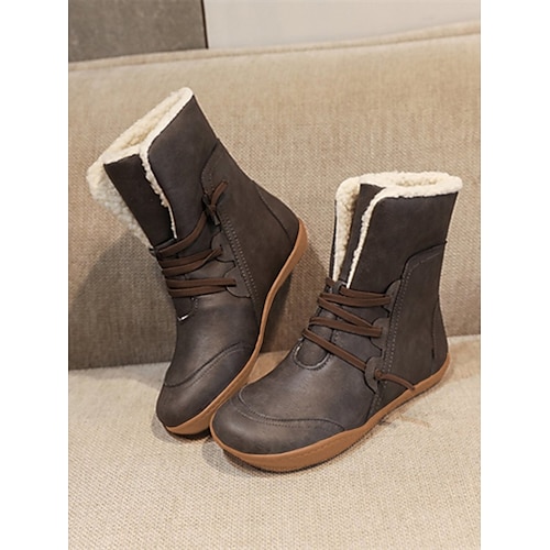 

Lässige kurze Retro-Stiefel mit Bündchen und runder Spitze