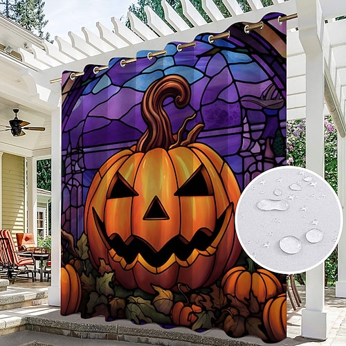 

Rideaux d'intimité imperméables pour décoration d'Halloween, rideaux de terrasse coulissants, rideaux de pergola à œillets pour tonnelle, balcon, porche, fête