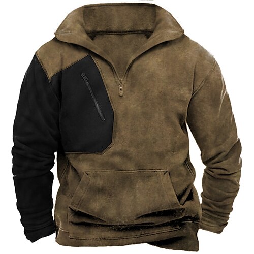 

Herren Sweatshirt Pullover Reißverschluss-Sweatshirt Braun Troyer Halber Reißverschluss Farbblock Patchwork Sport Natur Täglich Festtage Strassenmode Basic Brautkleider schlicht Frühling Herbst