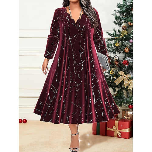 

женское красное рождественское платье больших размеров, кривое праздничное платье, бархатное платье, свободное платье, длинное платье с градиентом, платье макси с длинным рукавом, принтом и