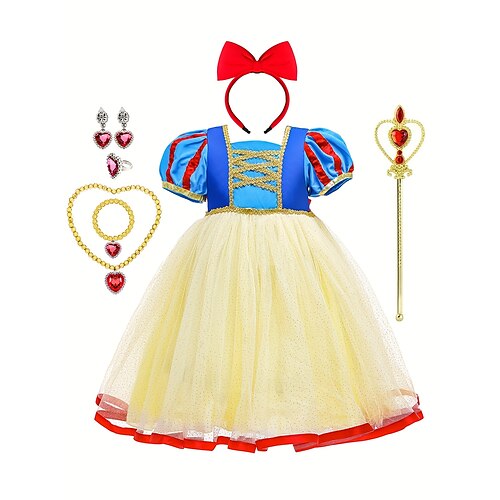 

Blanc de neige Princesse Robe de demoiselle d'honneur Costume de soirée à thème Robes en tulle Fille Cosplay de Film Cosplay Halloween Bleu 1 Bleu Robe Ensemble d'accessoires Halloween Carnaval