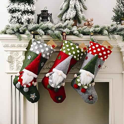 

Christmas Stockings Hanging Ornaments Three-dimensional Elf Faceless Doll Socks Kids Candy Gifts Bag Xmas Trees Decor