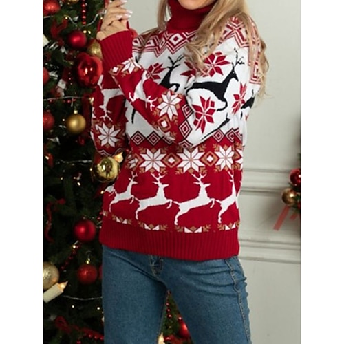 

Pull Maille Femme A côtes Tricoter Court énorme Chaque Col Roulé mode Décontractées Noël du quotidien manche longue Automne Hiver Modèle femme S M L