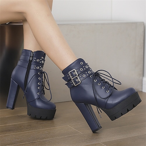 

Damen Stiefel Stiefeletten Stiefel mit Absatz Täglich Stiefeletten Stiefeletten Winter Plattform Blockabsatz Runde Zehe Minimalismus PU Reißverschluss Feste Farbe Hellgelb Schwarz Weiß