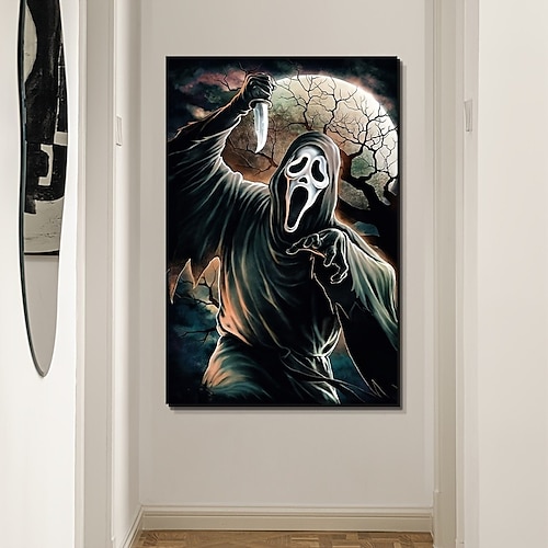 

Arte de pared de Halloween, lienzo, cara de fantasma, impresiones y carteles espeluznantes, imágenes, pintura decorativa de tela para sala de estar, imágenes sin marco