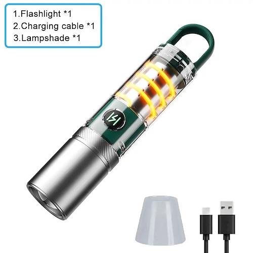 

Lanterna laser led branca super brilhante, bolso, portátil, à prova d'água, zoom, chaveiro, lâmpada para acampamento ao ar livre