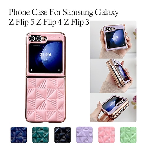 

Phone Case For Samsung Galaxy Z Flip 5 Z Flip 4 Z Flip 3 Back Cover Plating Full Body Protective Anti-Scratch PC