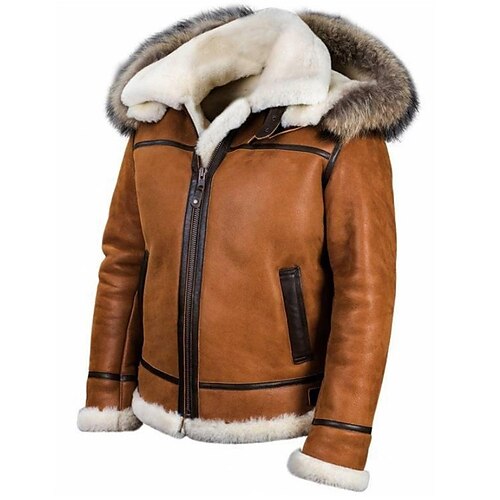 

Hombre Chaquetas de Cuero Chaqueta de sherpa Exterior Ropa Cotidiana Templado Cremallera Bolsillo Otoño Invierno Bloque de color Moda Ropa de calle Diseño Regular Marrón Chaquetas