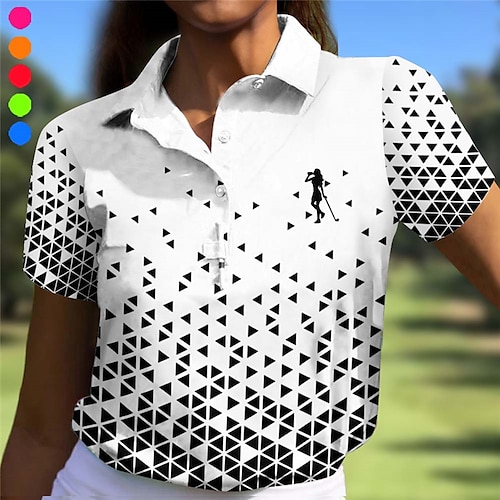 

Mujer Camisas de polo Camiseta de golf Polo con botones Transpirable Secado rápido Dispersor de humedad Manga Corta Ropa de golf ropa de golf Ajuste regular Impreso Verano Tenis Golf pepinillo