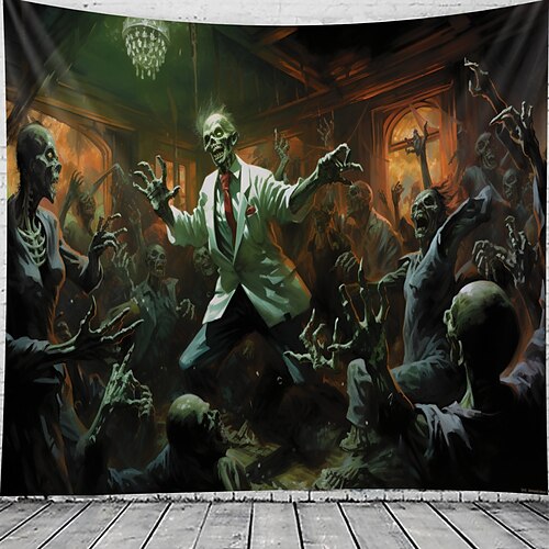  halloween fest skrekk hengende billedvev veggkunst stor billedvev veggmaleri dekor fotografi bakteppe teppe gardin hjem soverom stue dekorasjon hodeskalle zombie blod halloween dekorasjoner