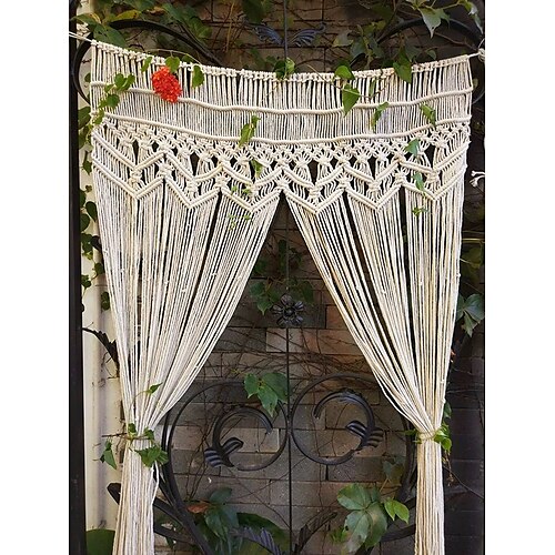 

Rideaux Boho panneaux de rideaux mélangés naturels pour salon/panneaux de rideaux transparents en lin réduisant la lumière ensemble panneaux de fenêtre à œillets en nickel, naturel