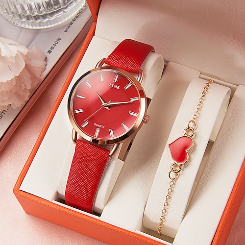 

Reloj de cuarzo para mujer, reloj de pulsera analógico de cuarzo para mujer con pulsera, reloj de cuero informal minimalista retro vintage