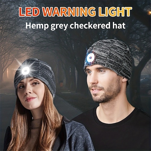 

Unisex LED beleuchtete Beanie Mütze Männer Frauen Strickmütze Winter warm für Outdoor Nacht Laufen Jagd Camping Hut Geschenke Angeln