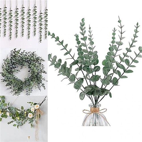 

20 piezas de plantas artificiales de 16,7 pulgadas, decoraciones para el hogar, fiesta de boda, hojas decorativas de pared, hojas artificiales, exhibición de mesa, flores falsas para boda, arco,