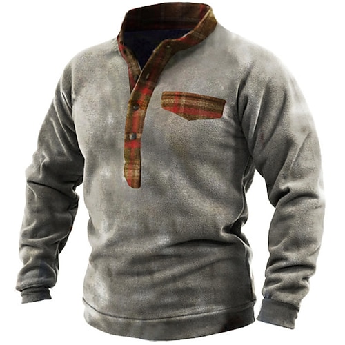 

Hombre Sudadera Gris Cuello Mao Bloque de color Retazos Deporte Diario Festivos Ropa de calle Básico Casual Primavera Otoño Ropa Sudaderas con capucha Sudaderas