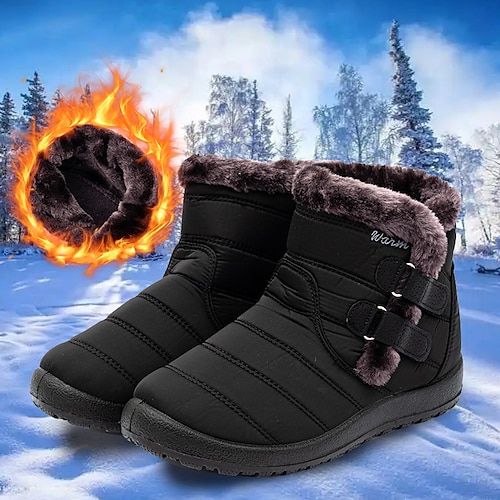 

Damen Stiefel Schneestiefel Übergrössen Winterstiefel Täglich Innenfutter aus Fleece Stiefeletten Stiefeletten Winter Flacher Absatz Runde Zehe Brautkleider schlicht Komfort Elastisches Gewebe