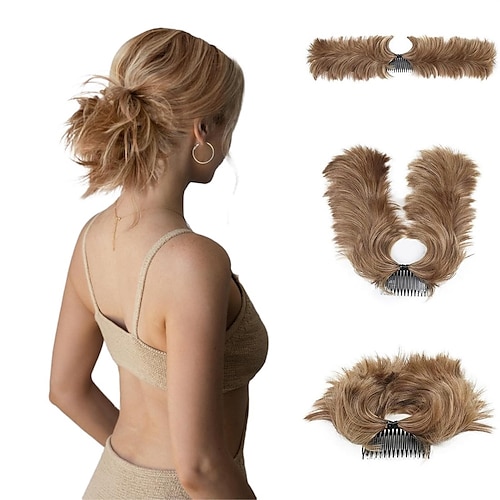 

Messy Bun Hair Piece Tousled Updo Side Comb Clip in Hair Bun Hairpiece for Women Short Curly Versatile Adjustable Styles Easy Hair pieces