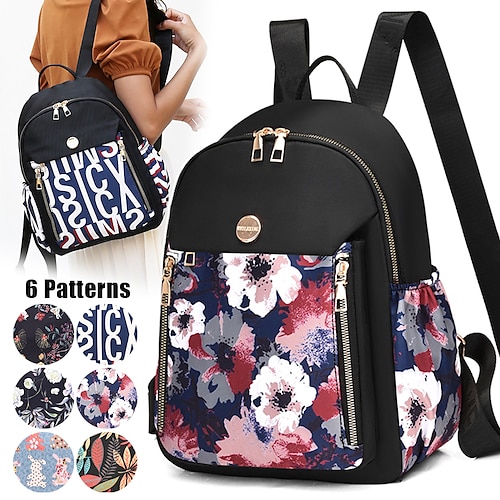 

Women's Backpack School Bag Bookbag Mini Backpack Commuter Backpack School Outdoor Daily Color Block Flower Oxford Cloth Large Capacity Lightweight Durable Zipper Style Three Section 1 Section 2