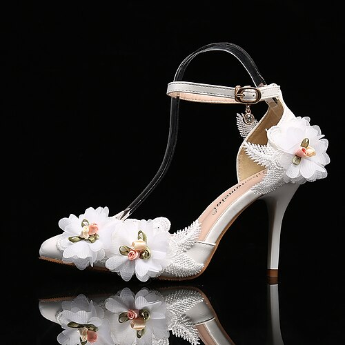 

Mujer Tacones Zapatos de boda Zapatos De Vestir Tacones con tira al tobillo Zapatos blancos Boda Fiesta Invierno Hebilla Flor Tacón de Aguja Dedo Puntiagudo Moda Negocios Sensual PU Hebilla Color