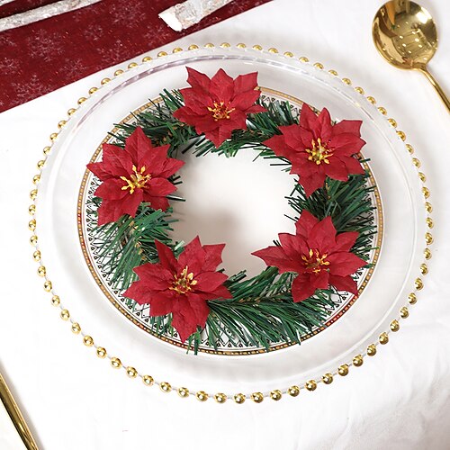 

3pcs Christmas Wreath Decoration Artificial Pine Strips Christmas Flowers Candle Wreaths Suitable For Decorating Dining Tables Tabletops Windowsills Candle Wreaths