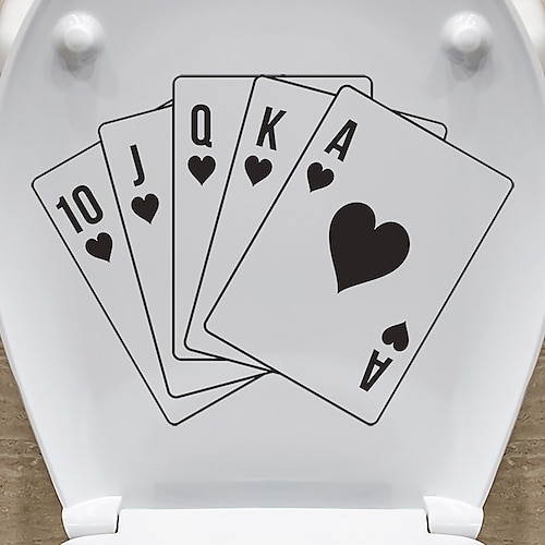 

1pc Bathtub Sticker Playing Card Pattern Toilet Lid Decal.