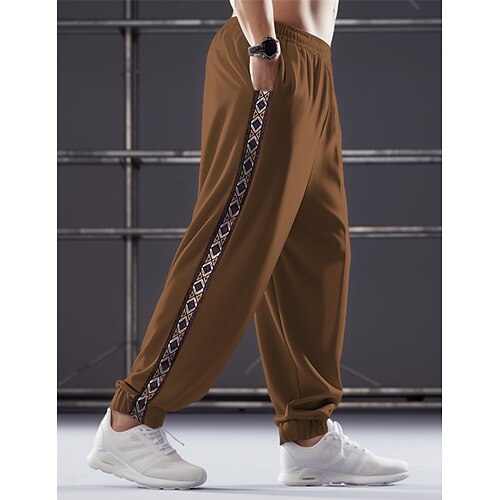 

Men's Sweatpants Joggers Trousers Drawstring Elastic Waist Elastic Cuff Geometric Color Block Comfort Breathable Casual Daily Holiday Sports Fashion Black Navy Blue