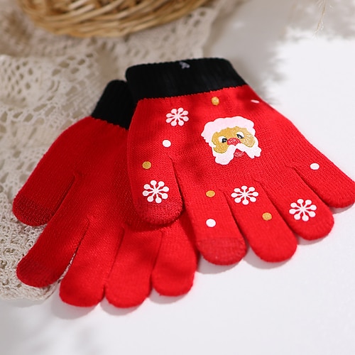 

2 Stück Baby Unisex Aktiv / Süß Schulanfang / Outdoor Weihnachtsmann Feste Farbe / Karikatur Polyester Handschuhe Schwarz / Rote Einheitsgröße (3–8 Jahre alt)