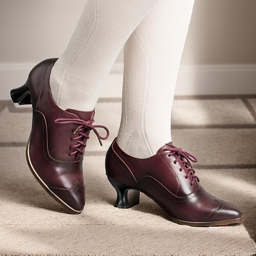 

Mulheres Sandálias Oxfords Bullock Shoes Tamanhos Grandes Sapatos vintage Festa Diário Salto Sabrina Vintage Moda Elegante Couro Sintético Recortar Vermelho Escuro Preto Branco