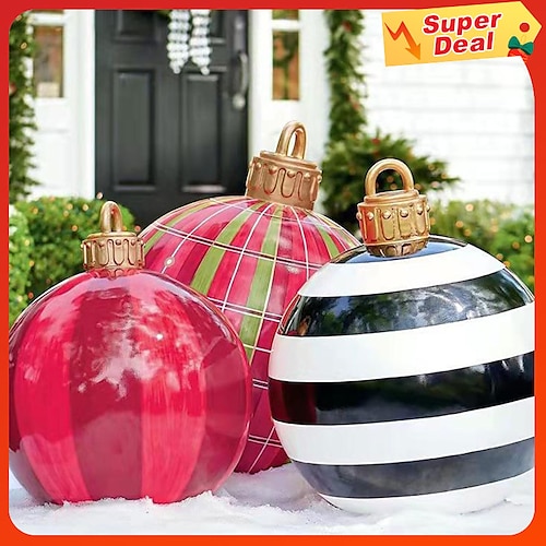 

Christmas Outdoor Inflatable Decorated Ball 60cm(23.6Inch) Christmas Blow Up Balls Ornaments with Pump