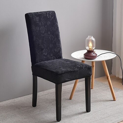 

Funda para silla de comedor de terciopelo elástico, funda para silla de jacquard floral, funda protectora para silla gruesa, funda para asiento con banda elástica para comedor, boda, ceremonia,