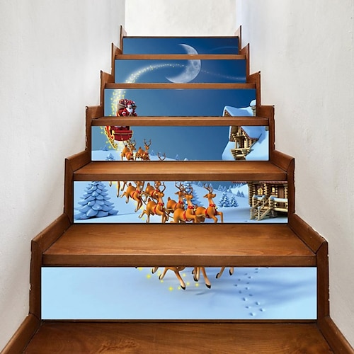 

3D-Aufkleber für Weihnachtstreppen, Aufkleber für Treppen, abnehmbare Fliesen, Aufkleber für Treppenstufen, Weihnachtsdekoration, 6 Stück, Weihnachtsdekoration für Zuhause