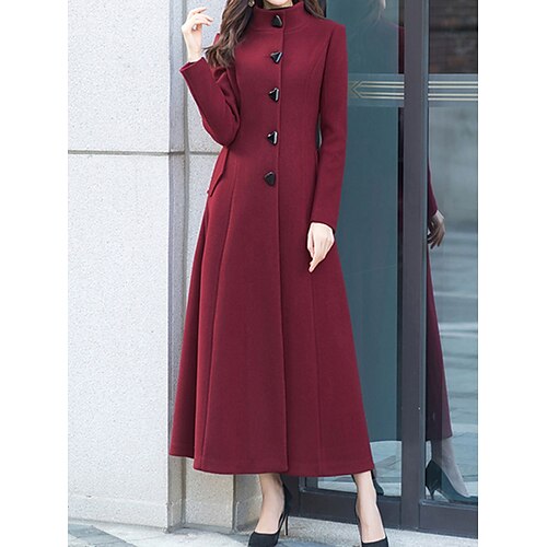 

Damen Mantel Outdoor Strasse Einkauf Herbst Winter Maxi Mantel Regular Fit warm Windundurchlässig Atmungsaktiv Zeitgenössisch Stilvoll Brautkleider schlicht Jacken Langarm Feste Farbe Mit Taschen