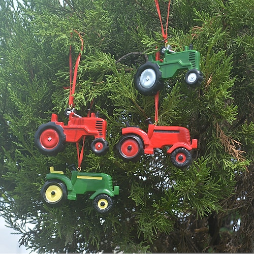 

decoración navideña árbol de navidad pintado a mano resina tractor colgante adorno de jardín adornos colgantes al aire libre decoración navideña creativa