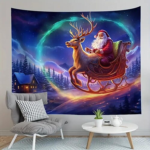 

Natal pendurado tapeçaria arte da parede natal grande tapeçaria mural decoração fotografia pano de fundo cobertor cortina casa quarto sala de estar decoração