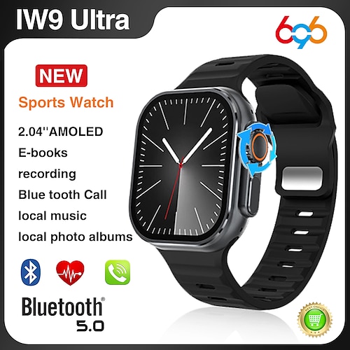 

696 iW9ultra Relógio inteligente 2.04 polegada Relógio inteligente Bluetooth Monitoramento de temperatura Podômetro Aviso de Chamada Compatível com Android iOS Masculino Chamadas com Mão Livre