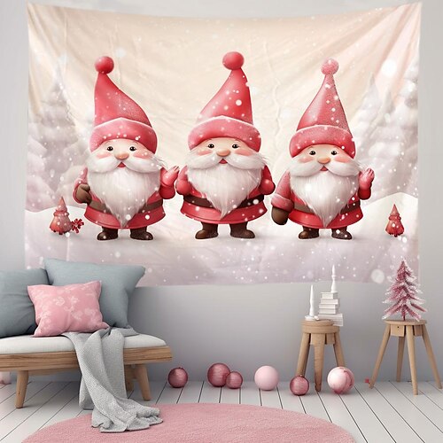 

Christmas Gnomes Hanging Tapestry Wall Art Xmas Large Tapestry Mural Decor Photograph Backdrop Blanket Curtain Home Bedroom Living Room Decoration