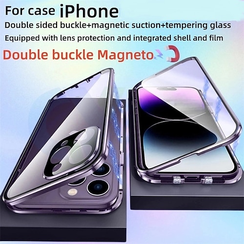 

teléfono Funda Para iPhone 15 Pro Max Plus iPhone 14 Pro Max Plus adsorción magnética Magnética Anti pío Antigolpes Acero inoxidable Vidrio Templado