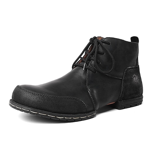 

Hombre Botas Botas de ciclista Botas de Moto Retro Zapatos de Paseo Casual Diario Cuero Cómodo Botines / Hasta el Tobillo Mocasín Negro Primavera Otoño